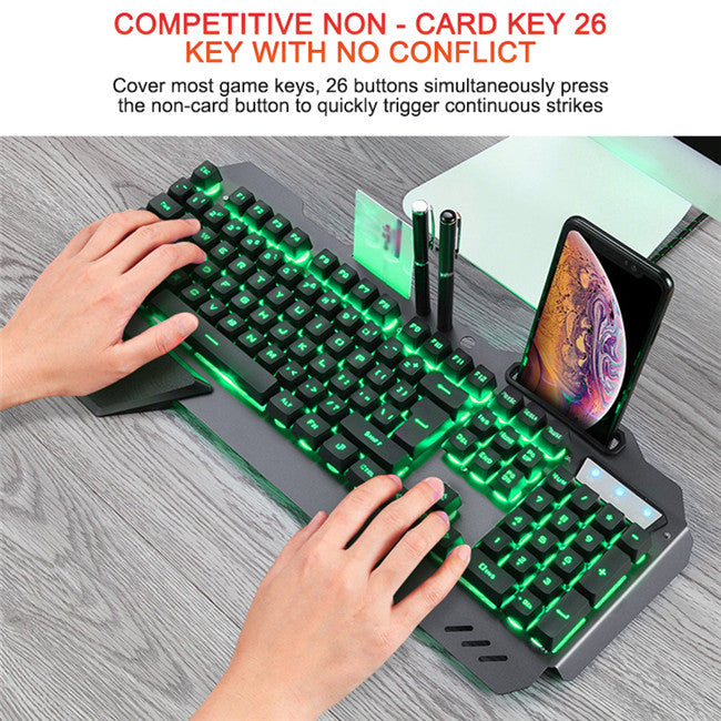 Wired Backlit Gaming Keyboard with Phone & Pen Slot, image 7