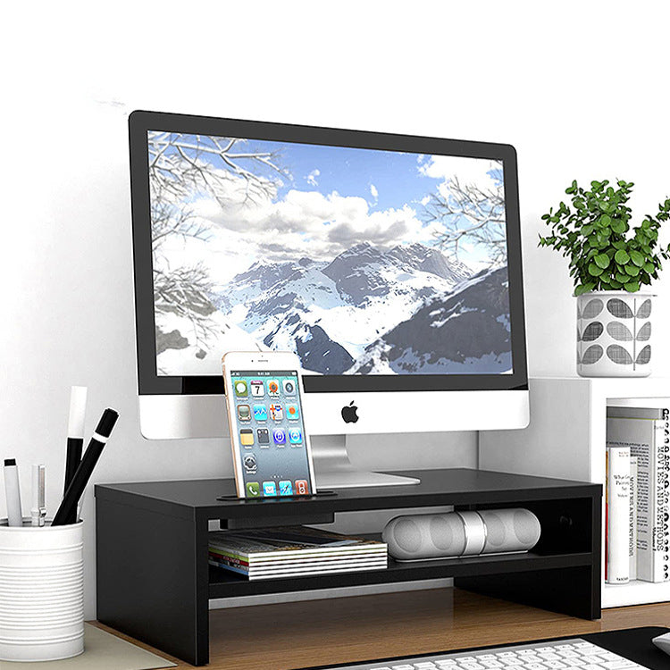 Two-Tier Wooden Monitor Riser with Storage