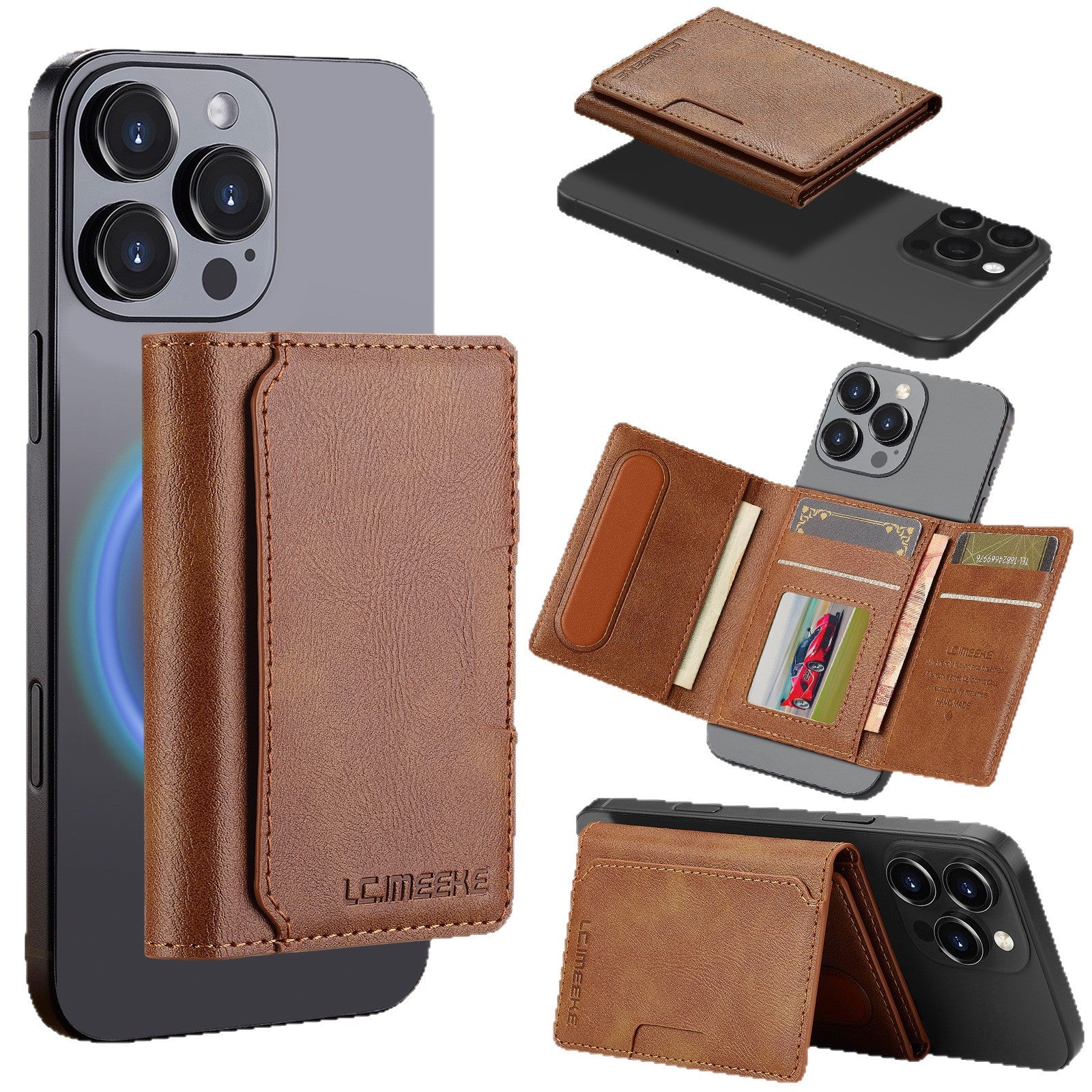 Magnetic Card Wallet, PU Leather, image 2