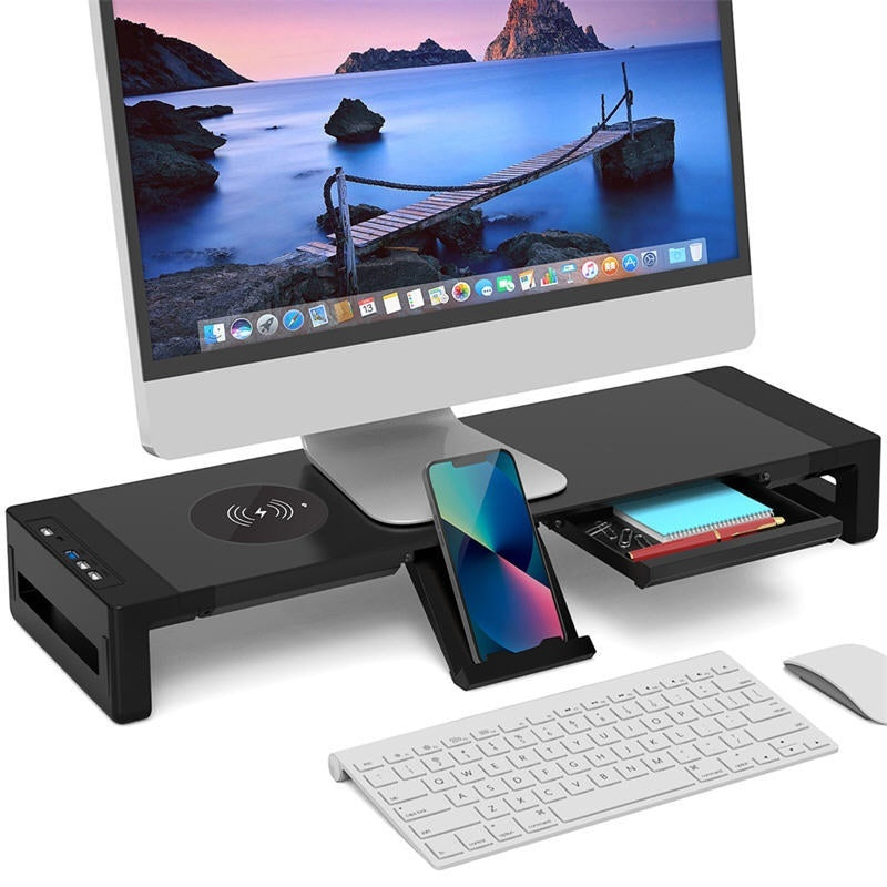 Monitor Riser with Wireless Charging, Folding, image 4
