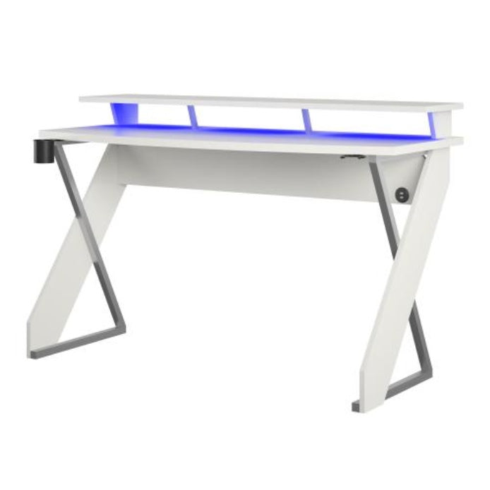 Gaming Desk with Riser, White, image 5