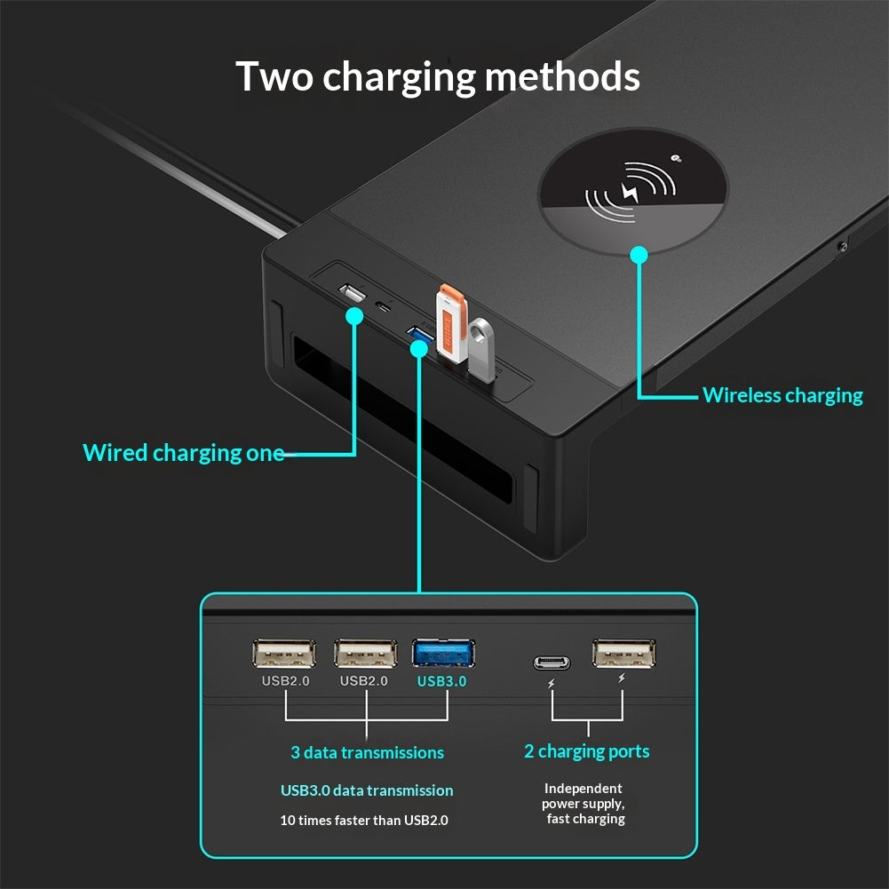 Monitor Riser with Wireless Charging, Folding, image 3