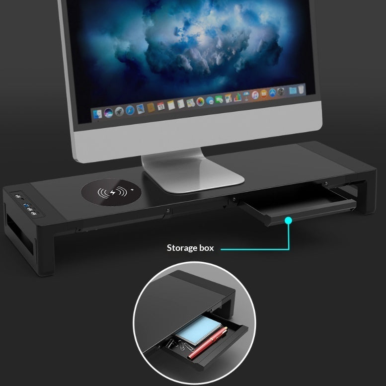 Monitor Riser with Wireless Charging, Folding