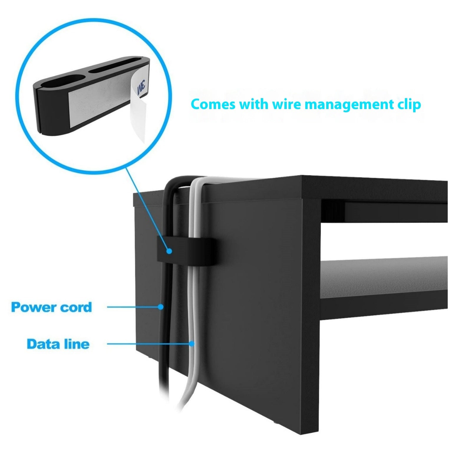 Two-Tier Wooden Monitor Riser with Storage, image 5
