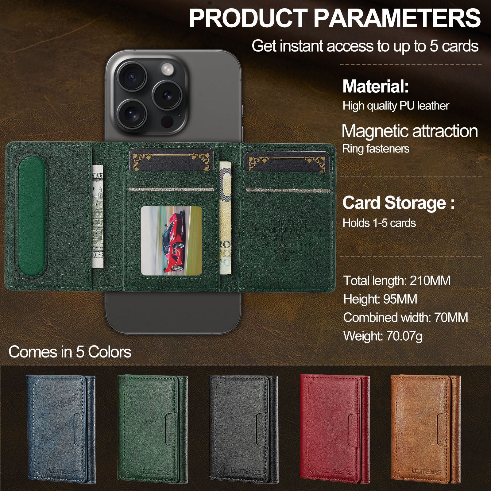 Magnetic Card Wallet, PU Leather, image 6